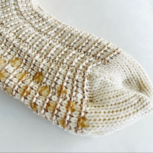 Esprit Slipper Socks in Ivory & Metallic Gold NWT - Picture 5 of 5